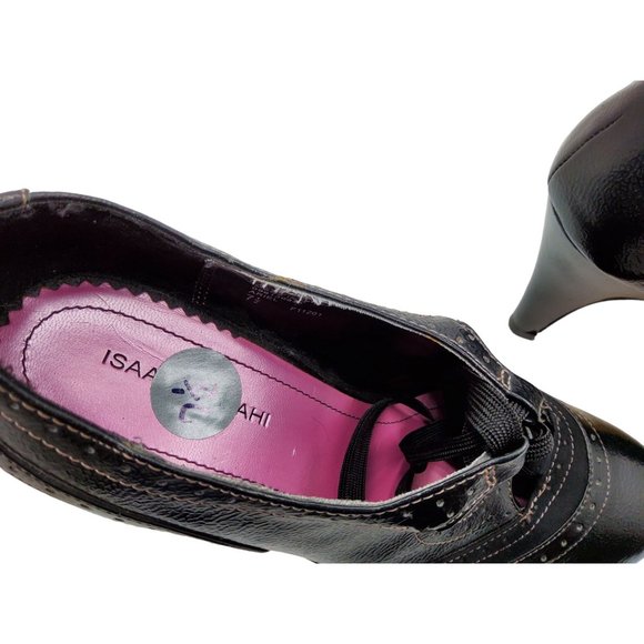 issac mizrahi womens "ariel" 4" heel leather sole lace up pumps. - Picture 5 of 7